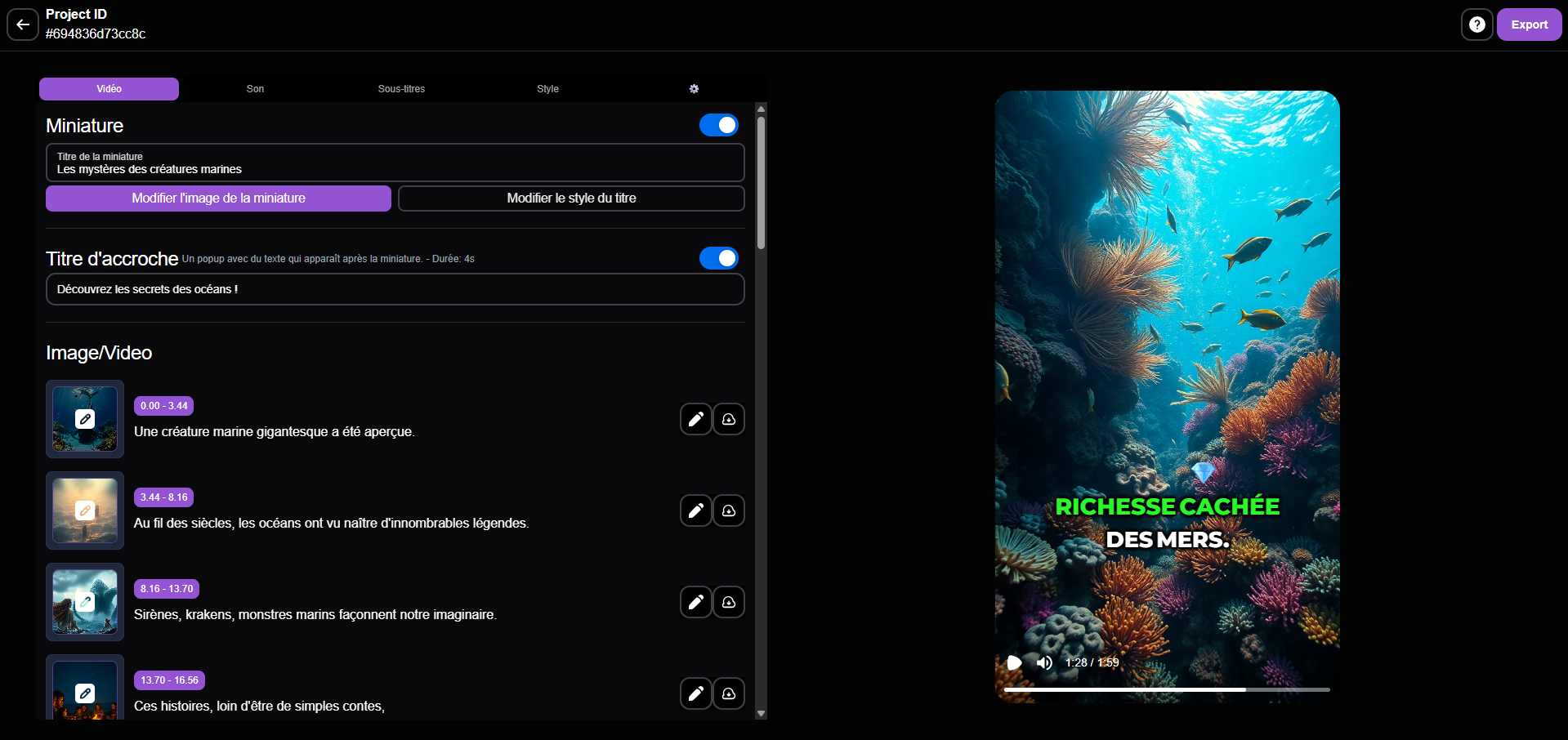 Les vidéos générées avec Vexub sont elles modifiables après la génération ?